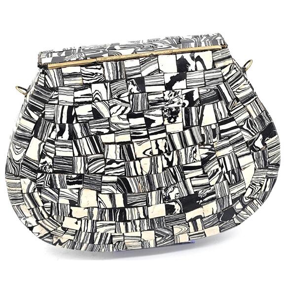 Funky Black & White Mosaic Clutch - Your New Party Sidekick!